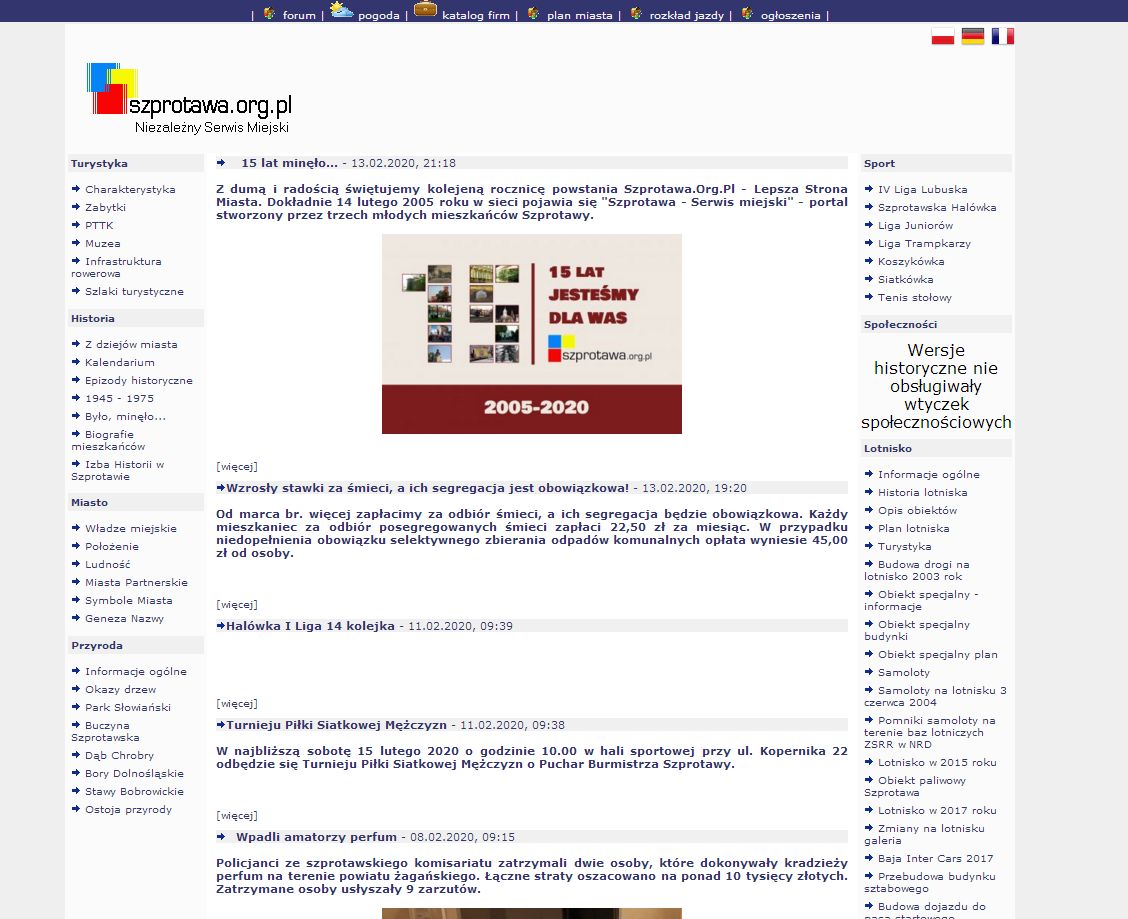 Wersja portalu Szprotawa.Org.PL - Niezależny Serwis Miejski w 2011 roku